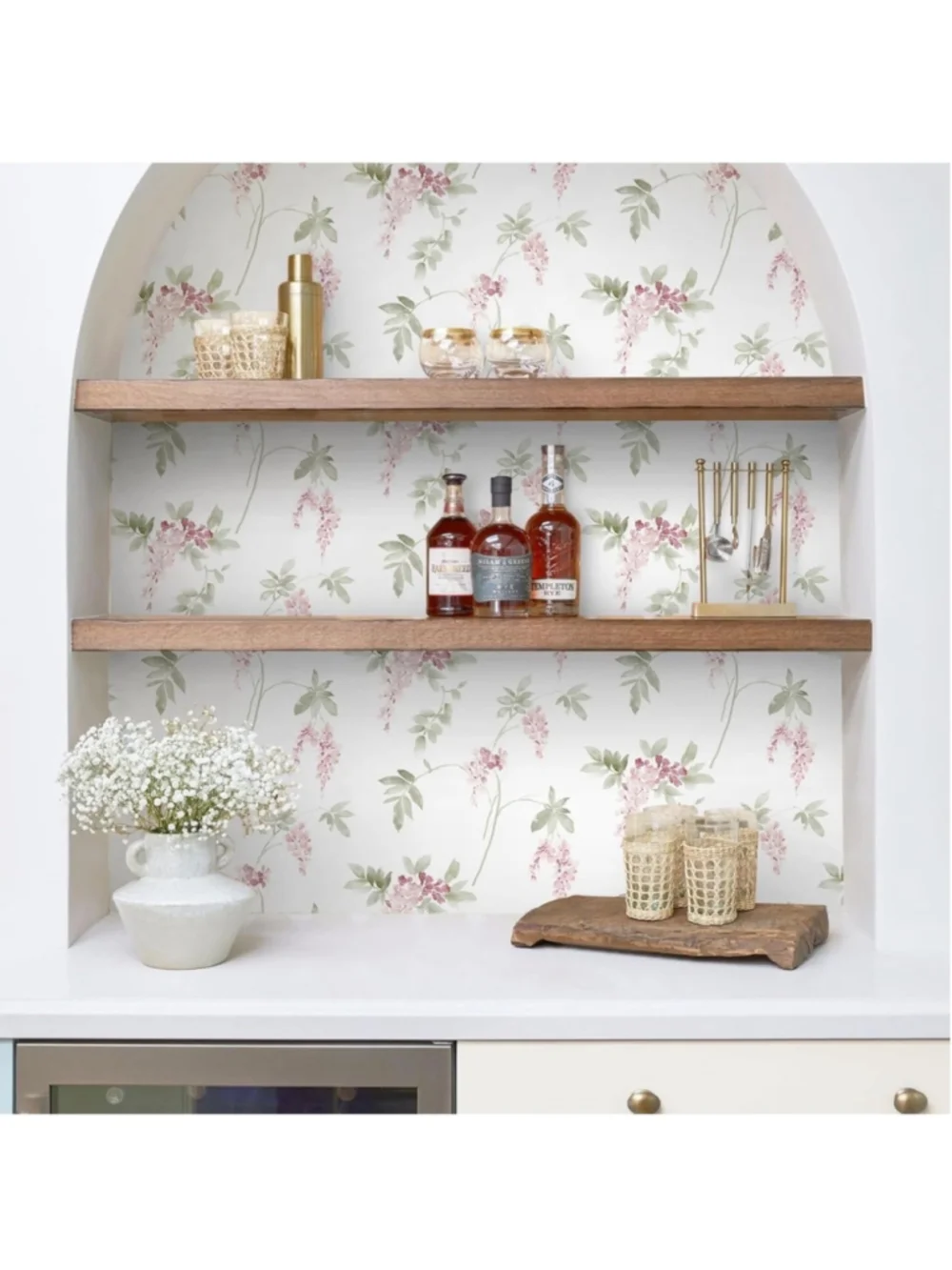NEW 2 Rolls 17.3''x197''Floral Peel & Stick Wallpaper Vinyl Floral Contact Paper